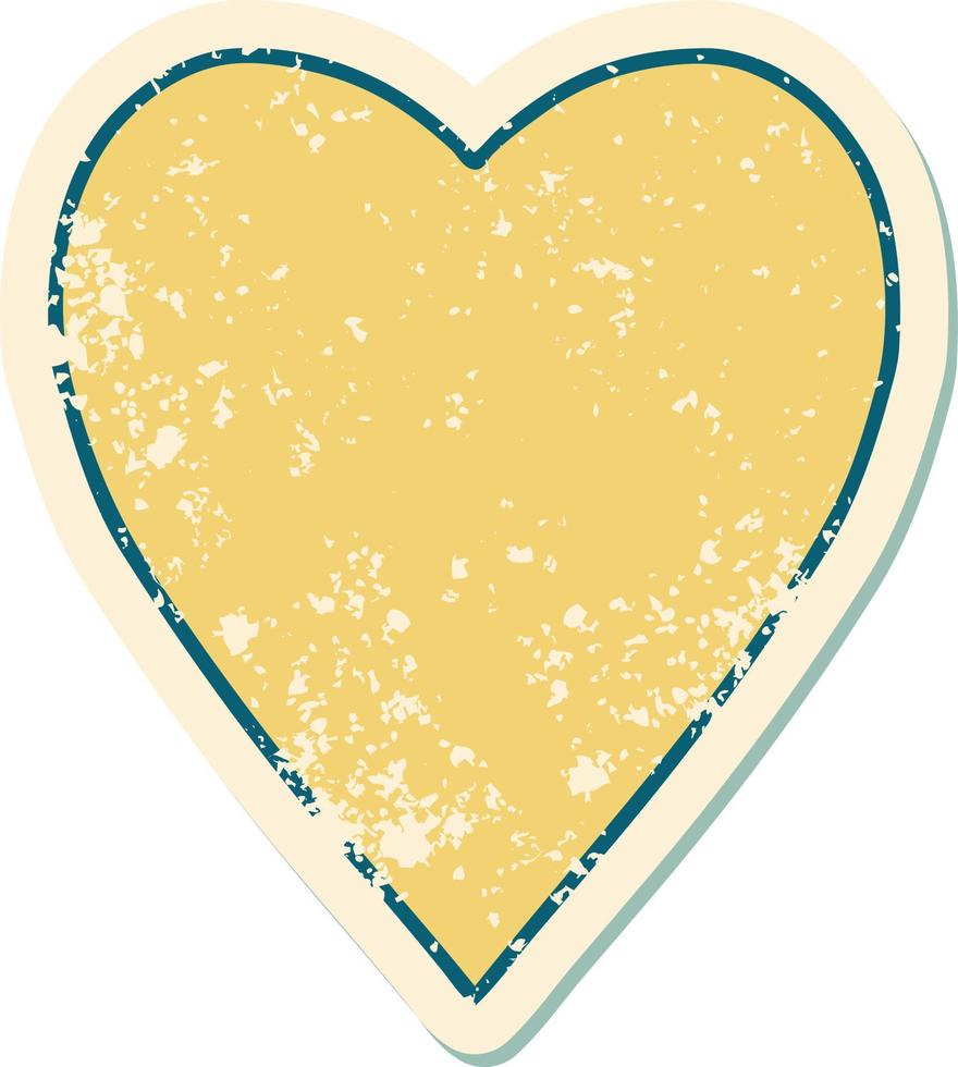 iconic distressed sticker tattoo style image of a heart vector