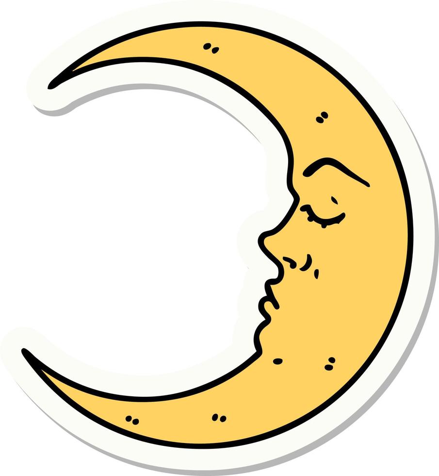 sticker of tattoo in traditional style of a crescent moon vector