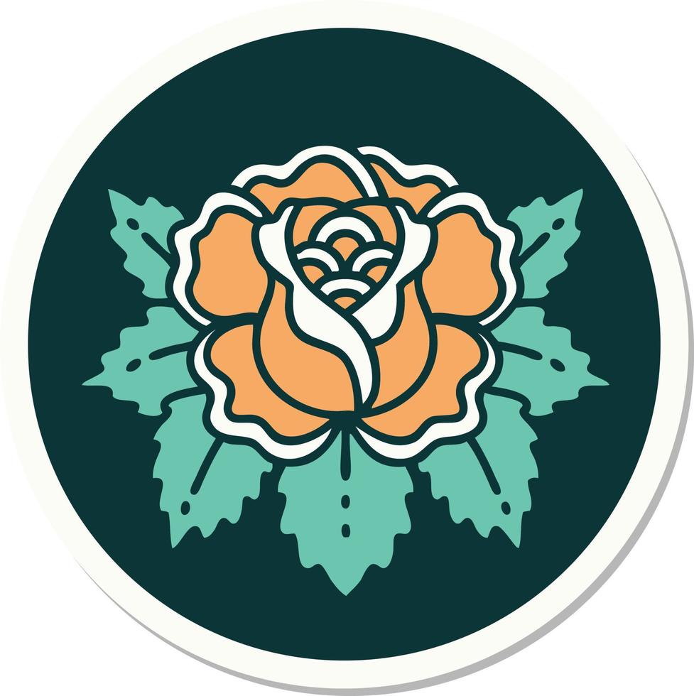 sticker of tattoo in traditional style of a rose vector