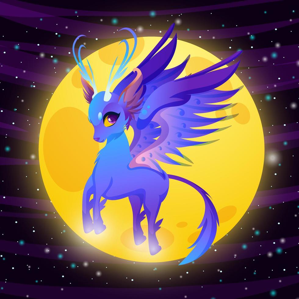 Fantasy angel deer with moon vector