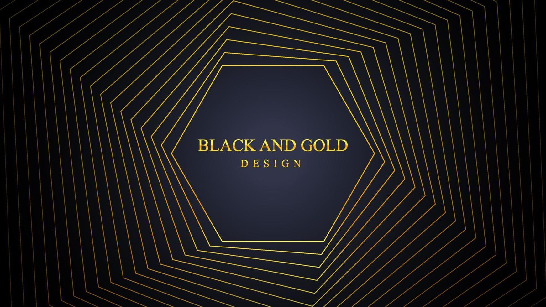 Elegant black and gold abstract background with polygonal line vector