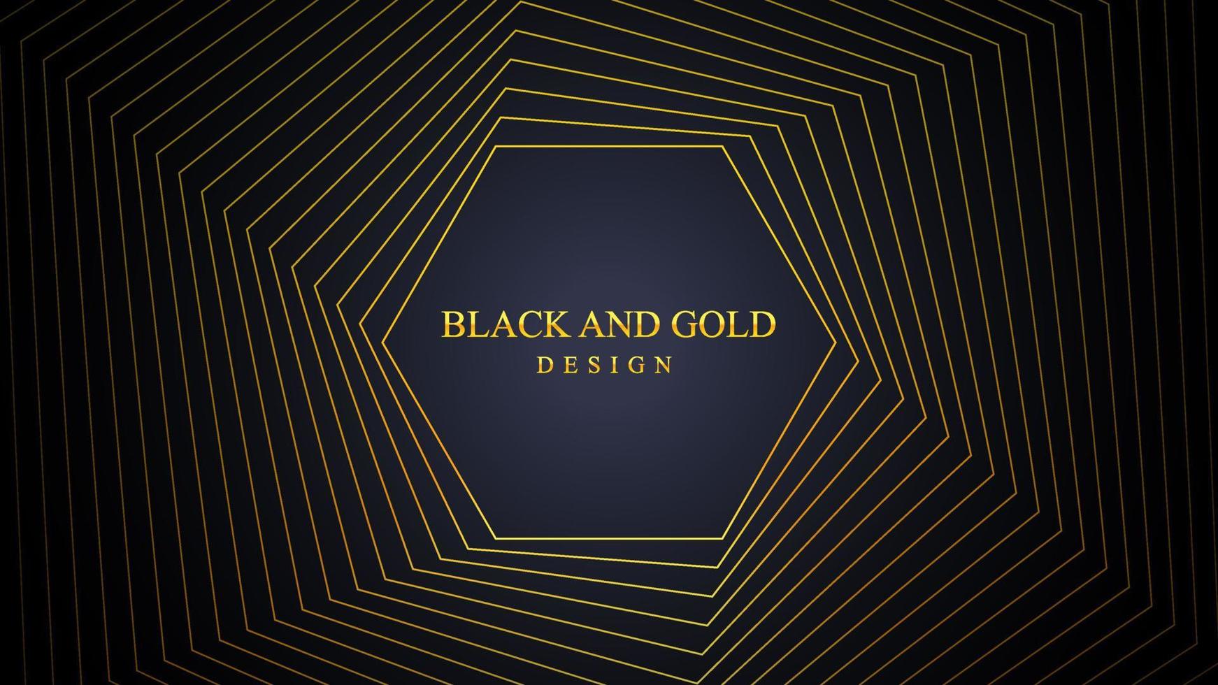 Elegant black and gold abstract background with polygonal line vector