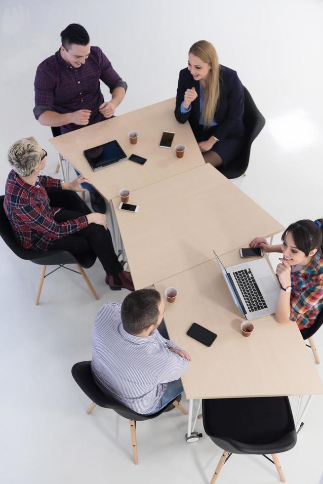 aerial view of business people group on meeting photo