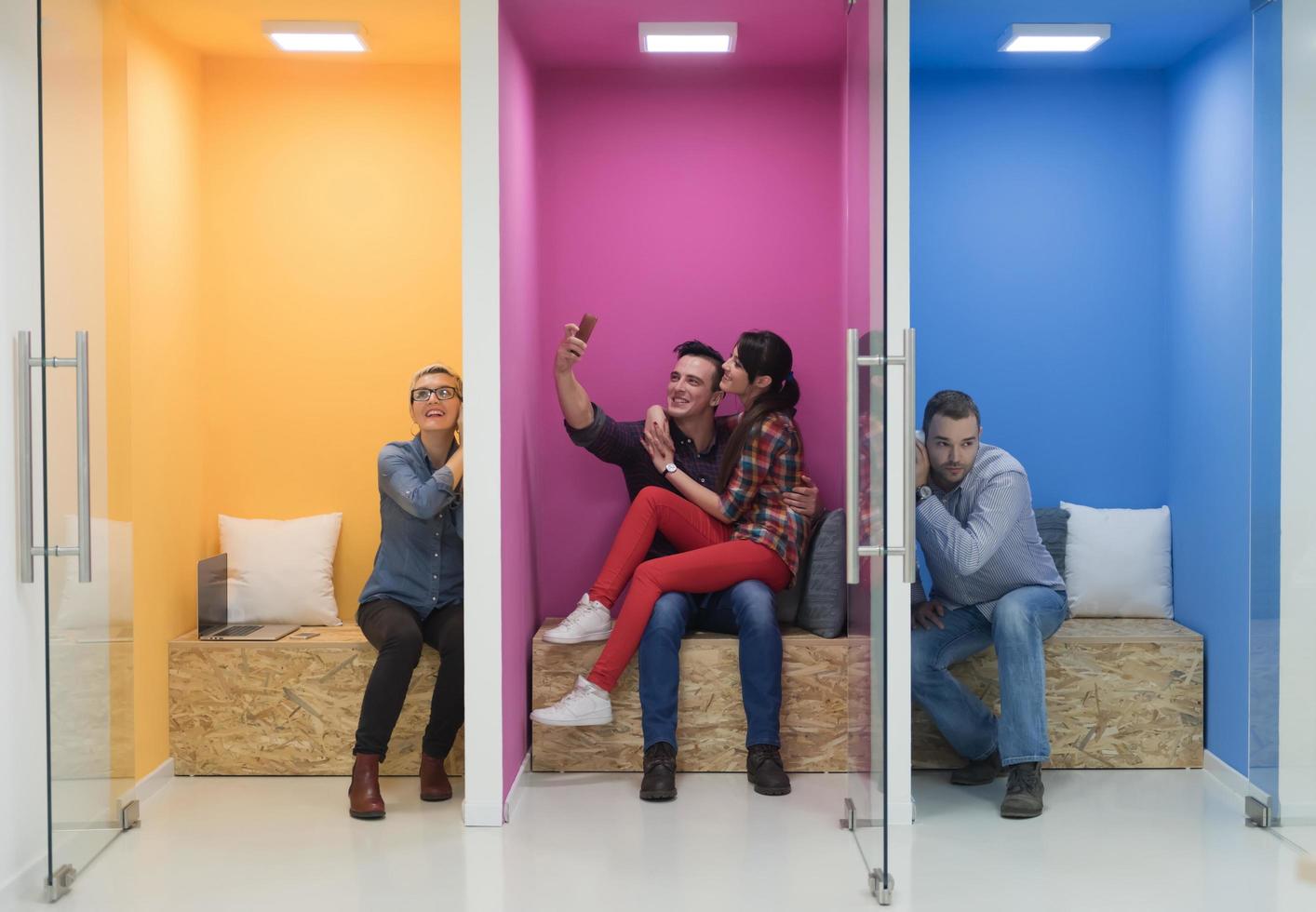 group of business people in creative working  space photo