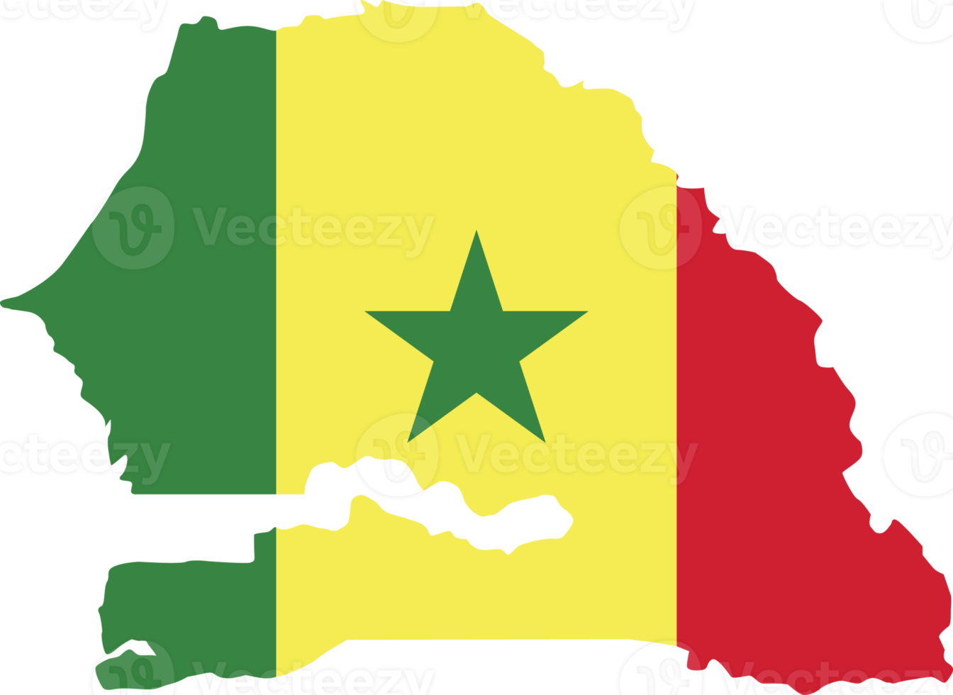 Senegal kaart stad kleur van land vlag. png