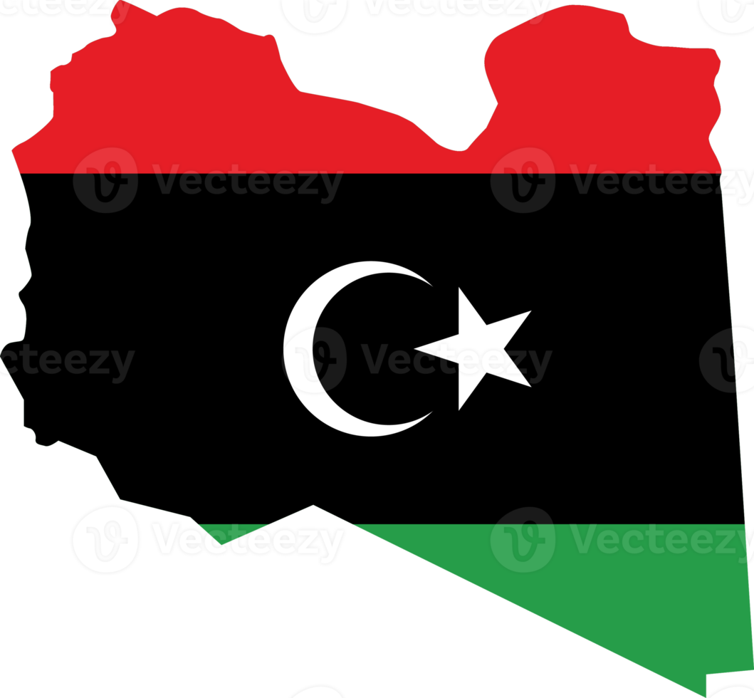 Libya map city color of country flag. png