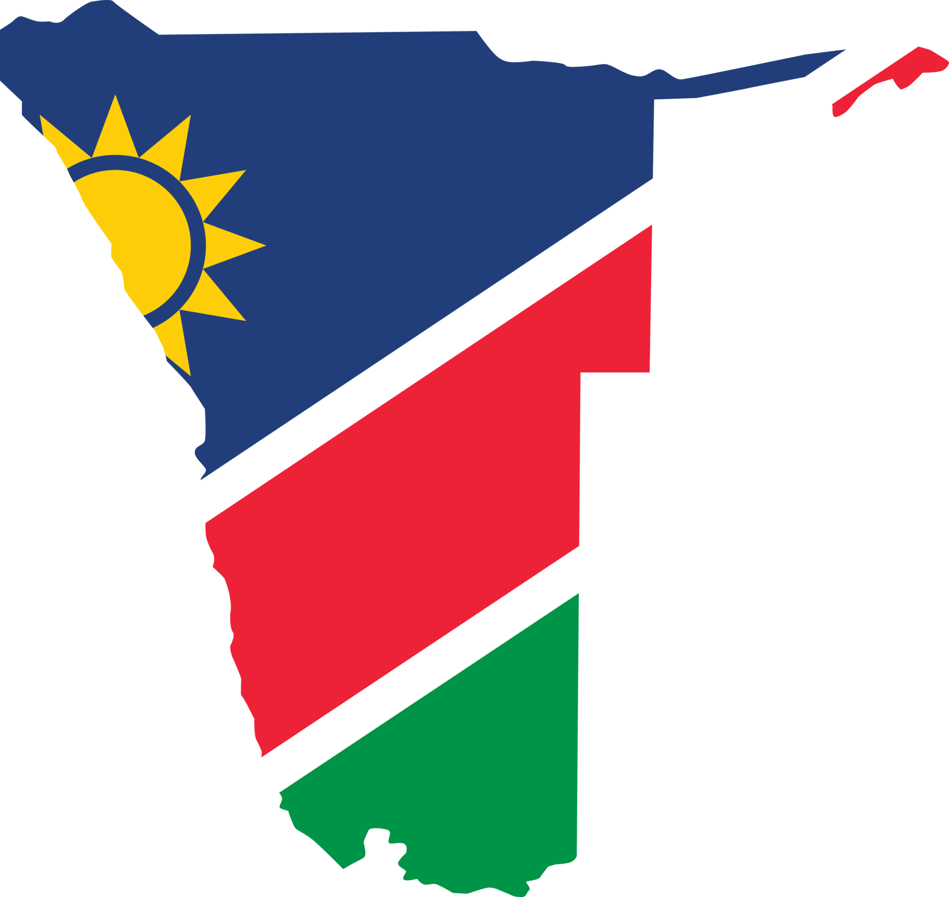 Namibia map city color of country flag. 12096535 PNG