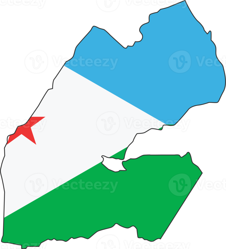 Dschibuti Karte Stadt Farbe der Landesflagge. png