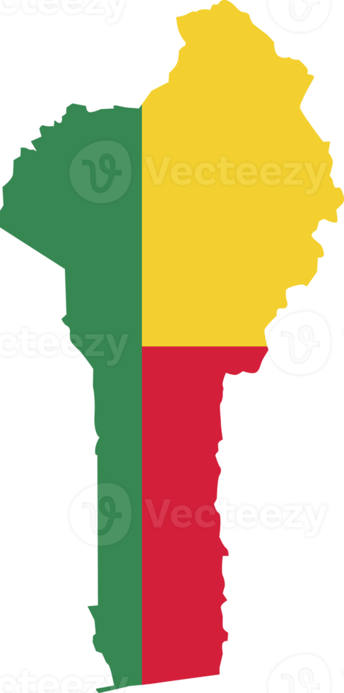 Benin map city color of country flag. png