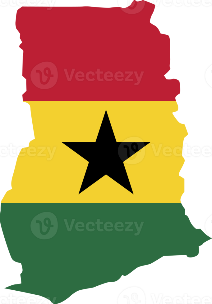 Ghana map city color of country flag. png