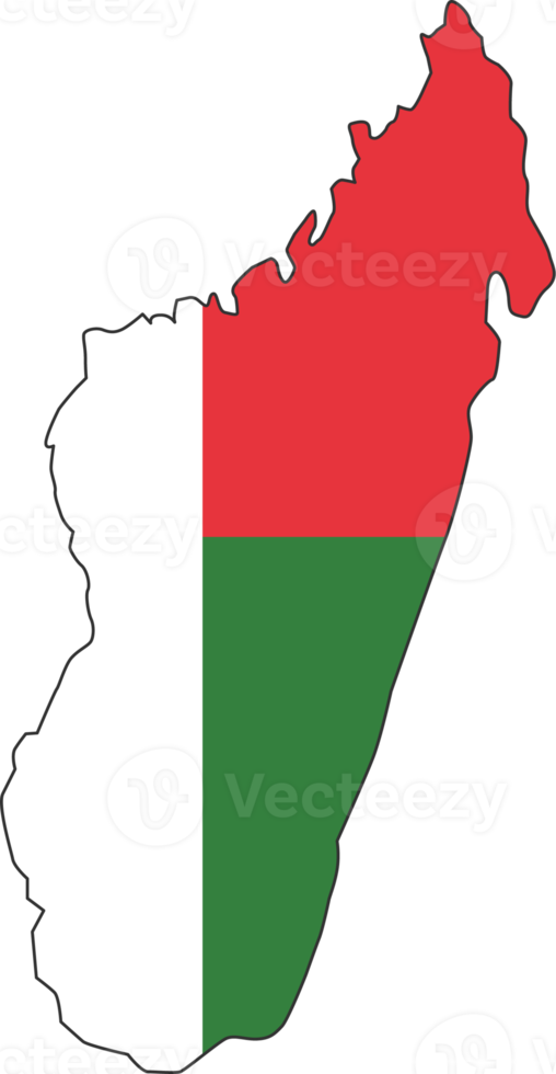 Madagascar map city color of country flag. png