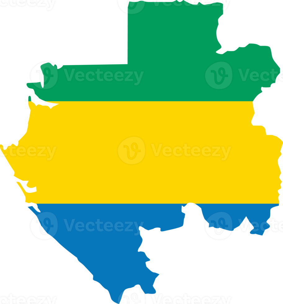 Gabon map city color of country flag. png