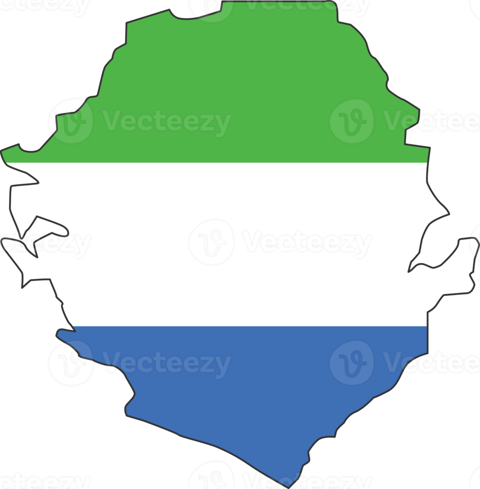 Sierra Leone map city color of country flag. png