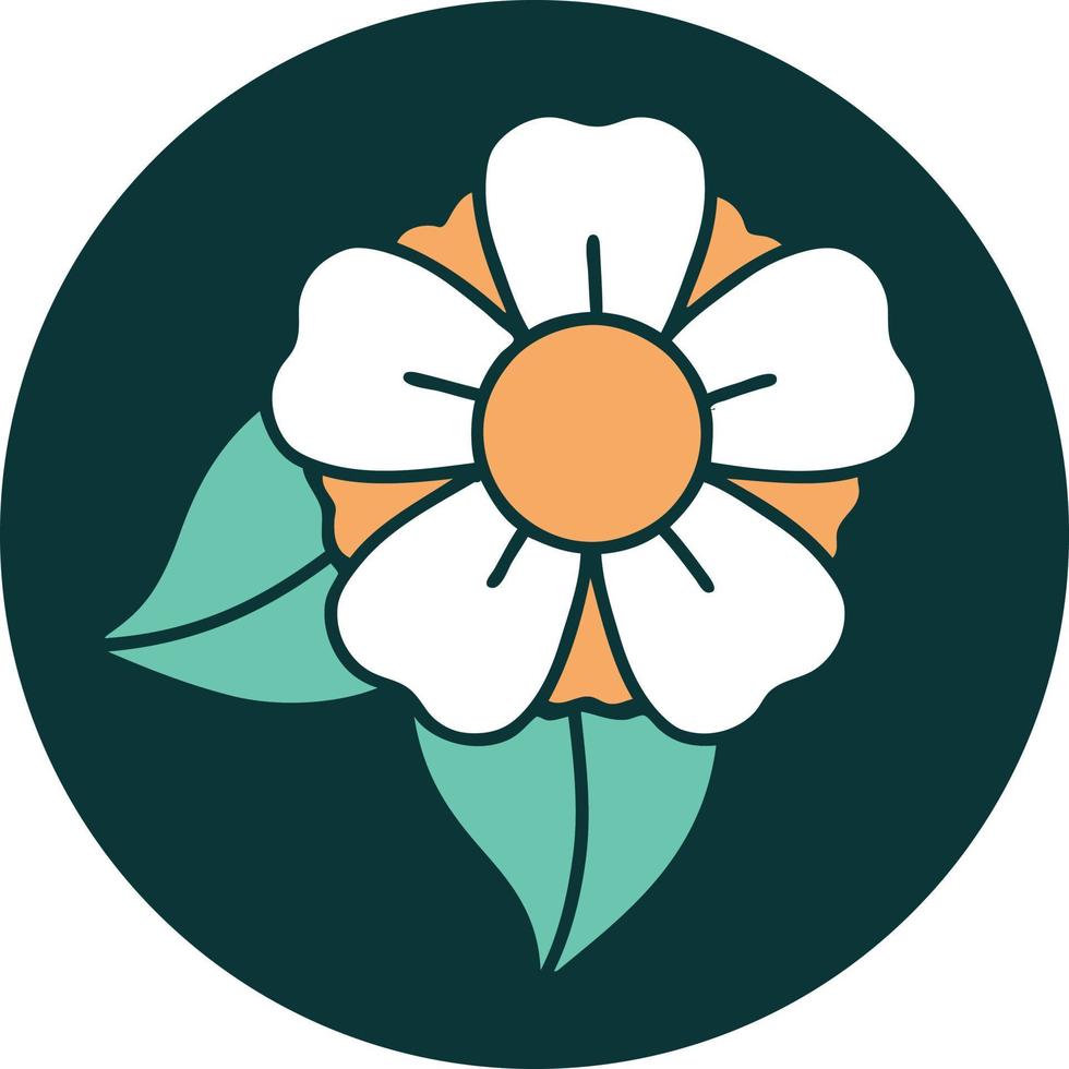 iconic tattoo style image of a flower vector