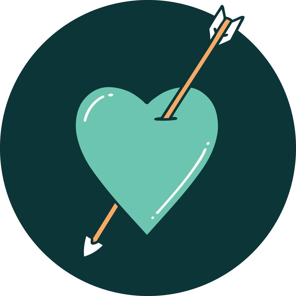 iconic tattoo style image of an arrow and heart vector