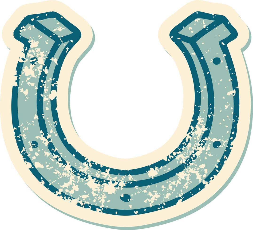 iconic distressed sticker tattoo style image of a horse shoe vector