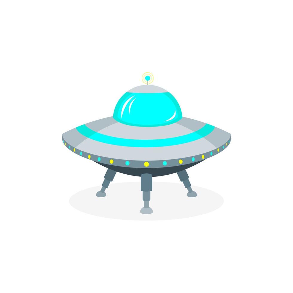 UFO flying saucer isolated on a white background. Stock vector illustration.