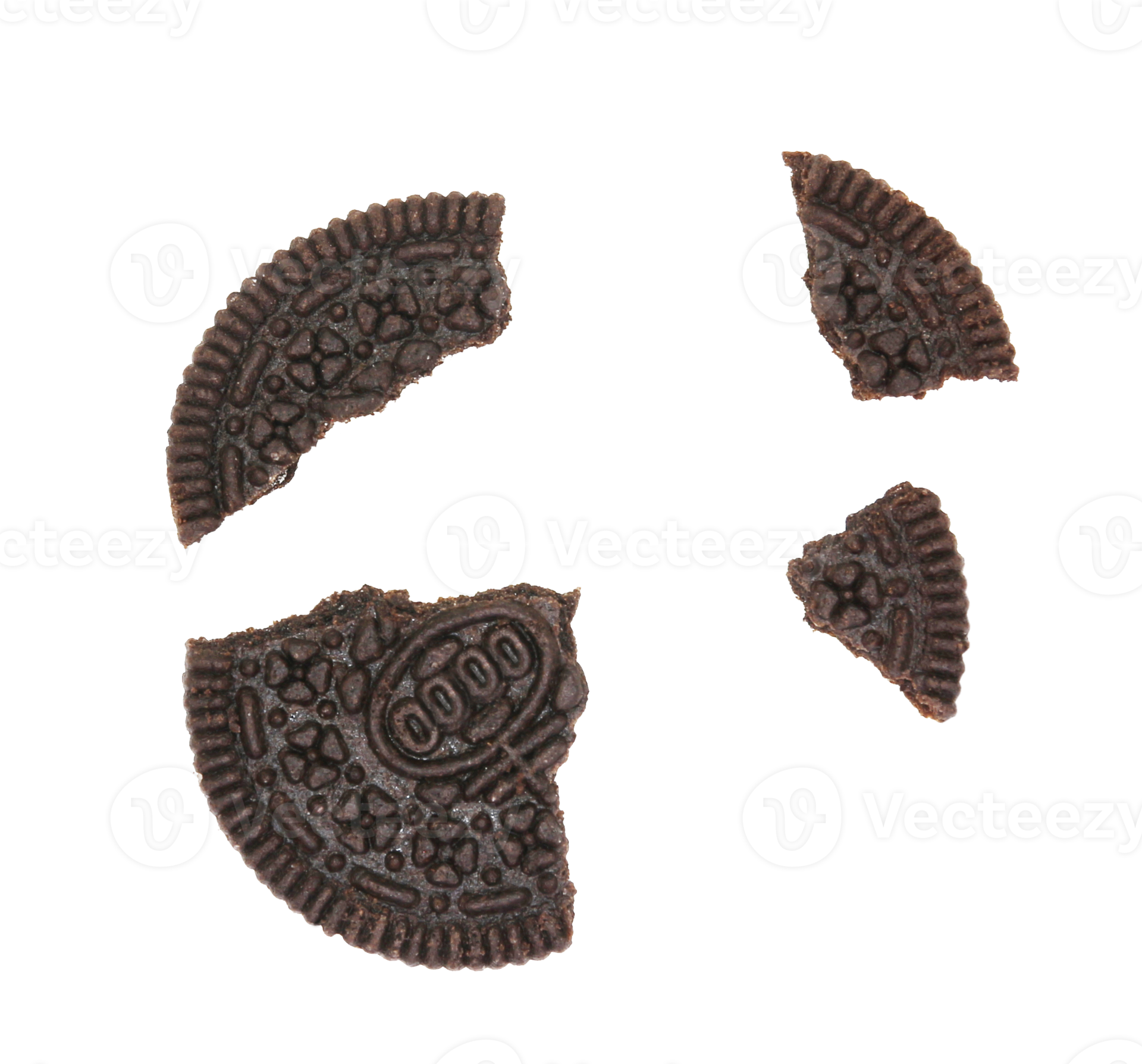 Sandwich chocolate cookies with a sweet cream with crumbs isolated on transparent background png