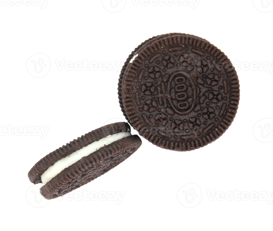 cookies chocolate with cream filling between on transparent background png file