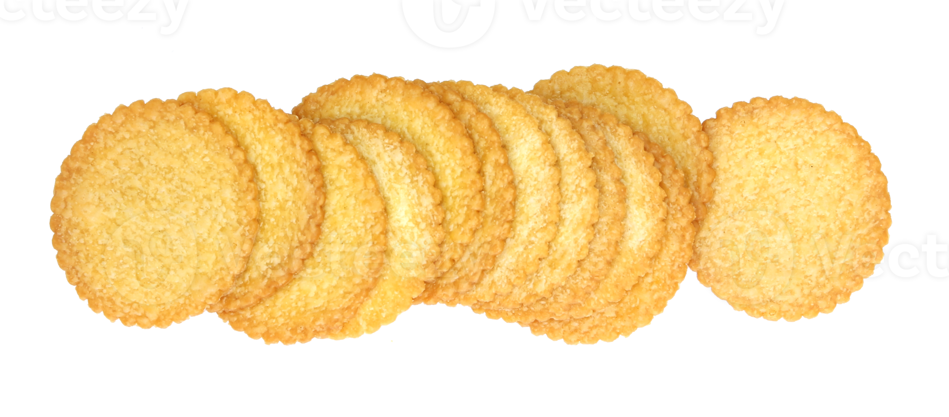 a row of round cracker isolated on transparent background png file