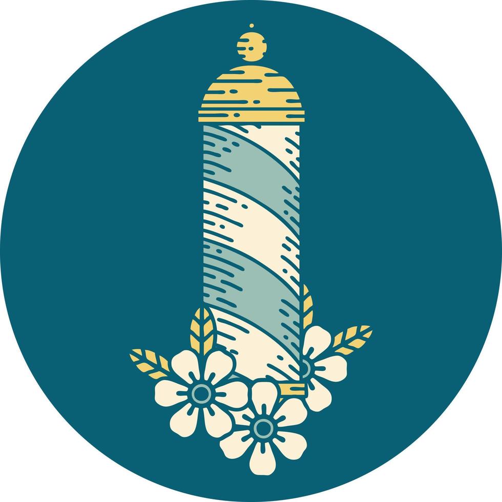 tattoo style icon of a barbers pole vector