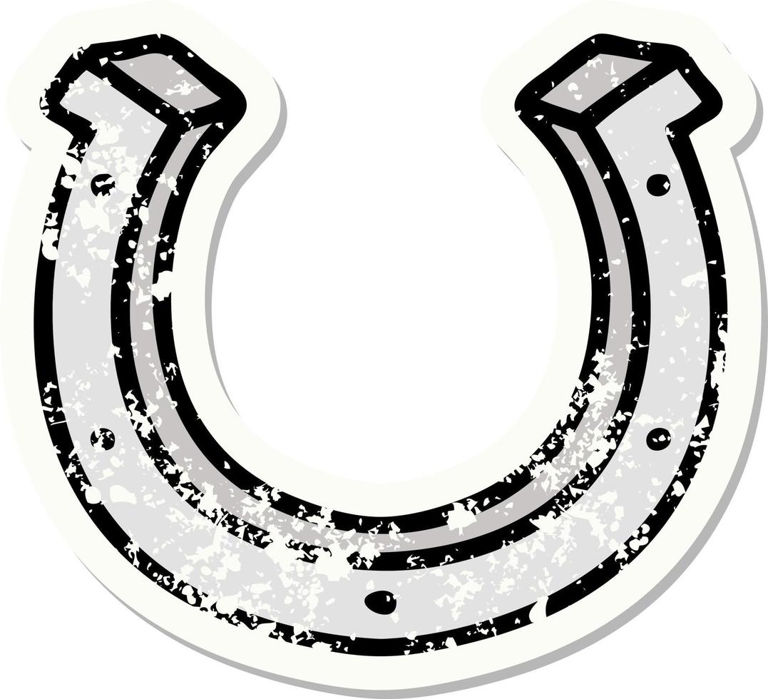 traditional distressed sticker tattoo of a horse shoe vector