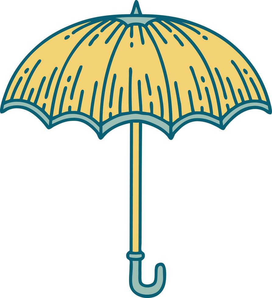 icono de estilo tatuaje de un paraguas vector