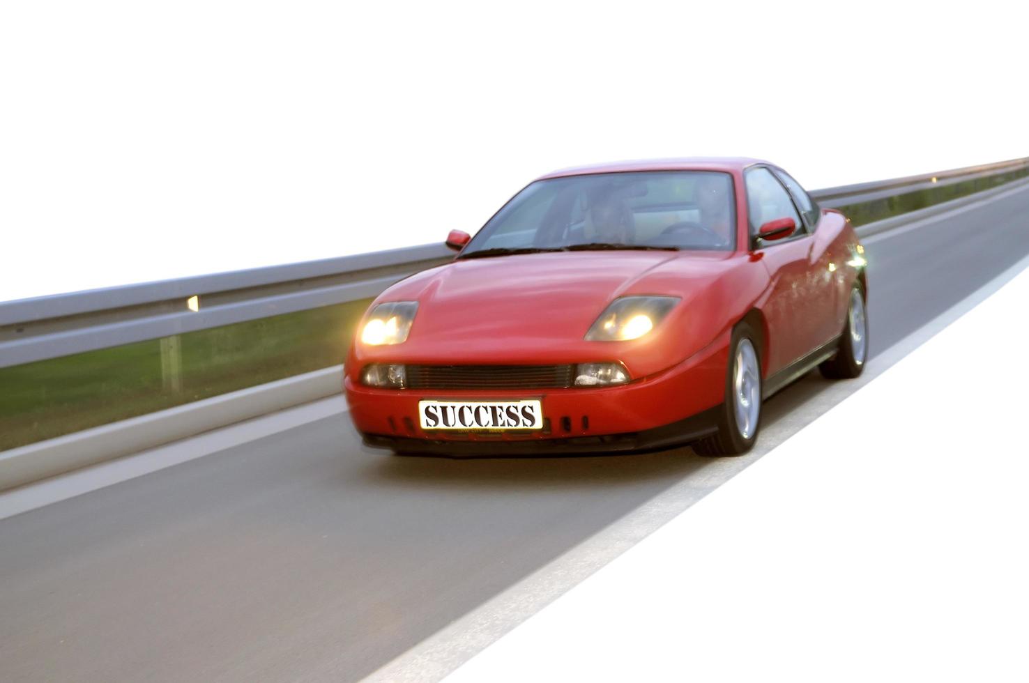 Isolated tuning cars racing on highway photo