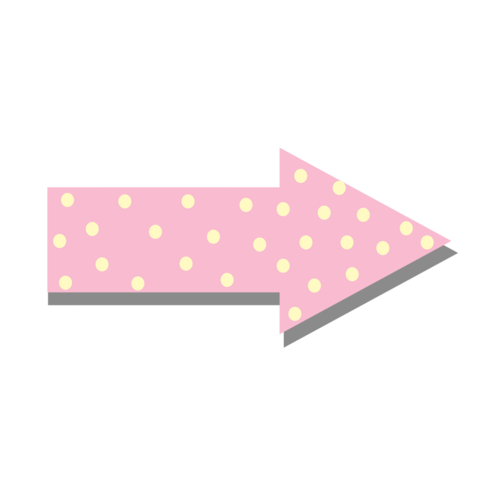 Cute arrow with pink color and dot yellow. Stock element free png. png