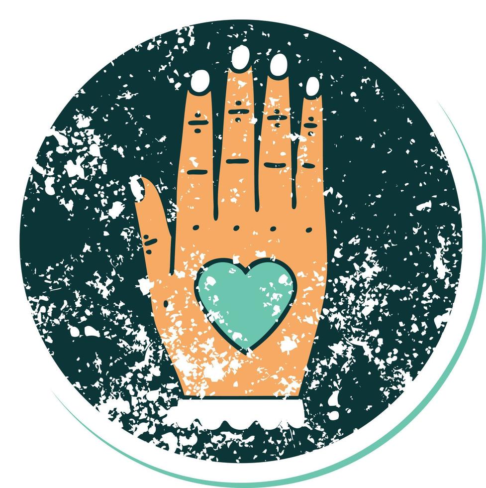 distressed sticker tattoo style icon of a hand vector