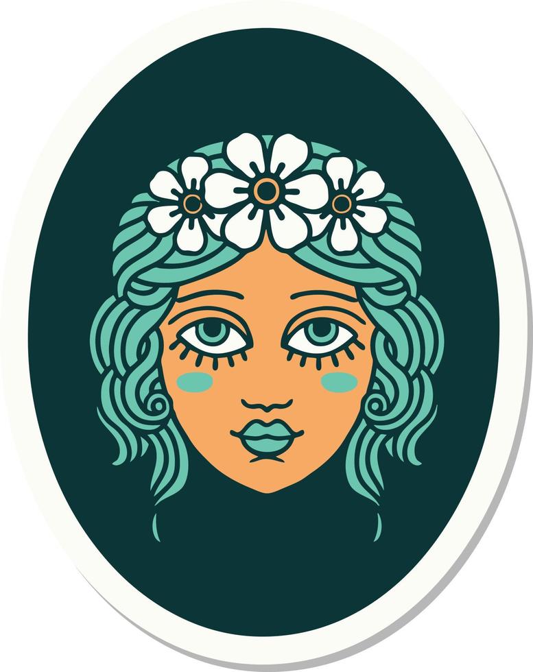 tattoo style sticker of a maiden vector