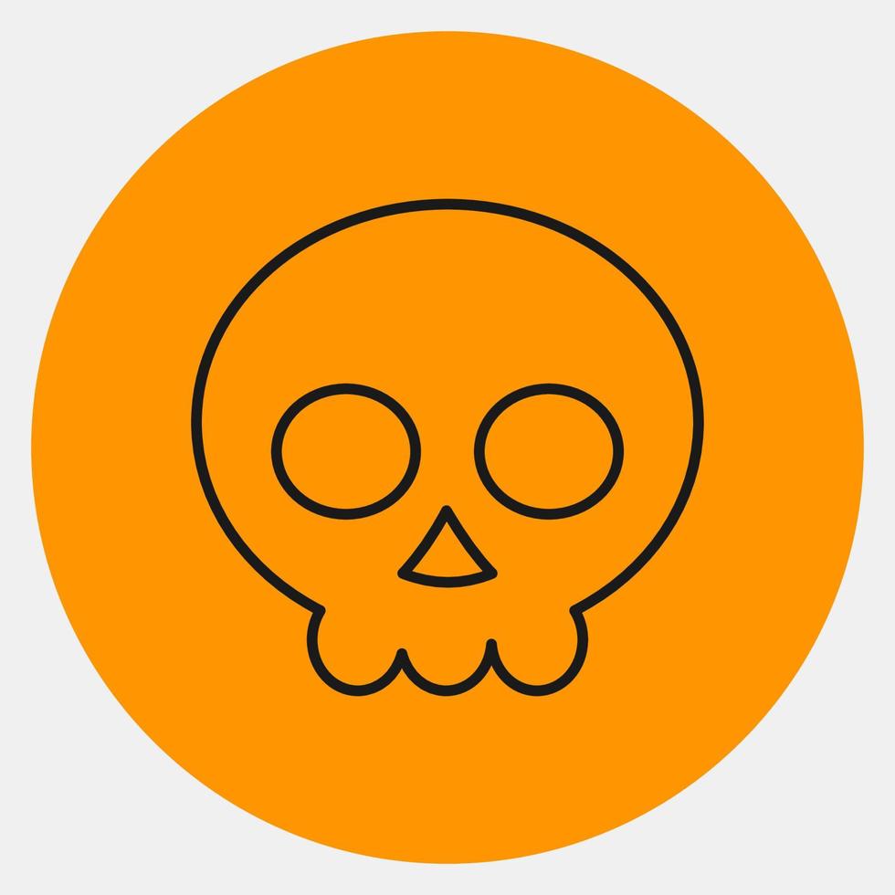 icon skull.icon en estilo naranja. adecuado para impresiones, afiches, volantes, decoración de fiestas, tarjetas de felicitación, etc. vector