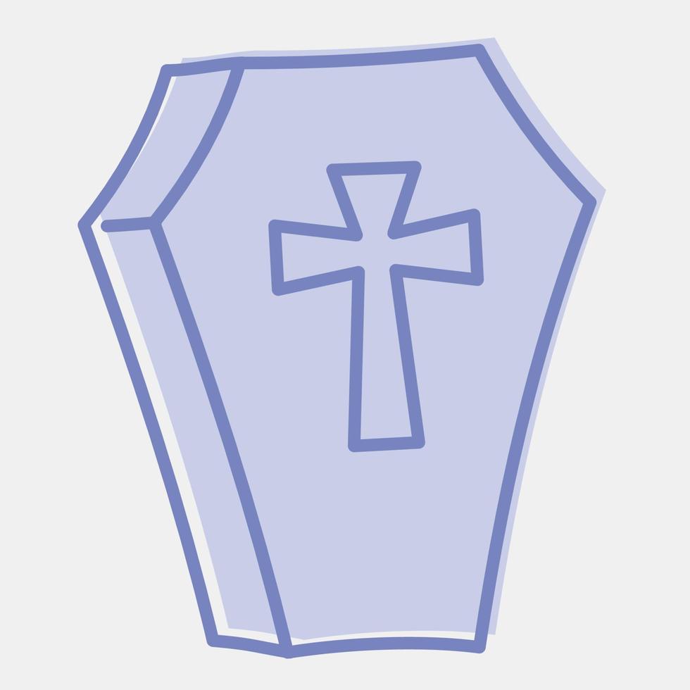 Icon coffin.Icon in two tone style. Suitable for prints, poster, flyers, party decoration, greeting card, etc. vector