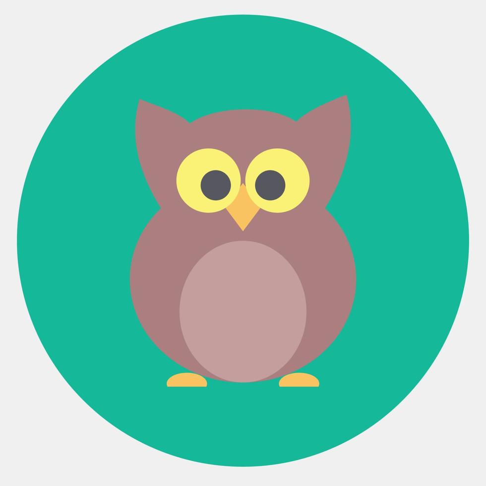 icono owl.icon en estilo mate de color. adecuado para impresiones, afiches, volantes, decoración de fiestas, tarjetas de felicitación, etc. vector