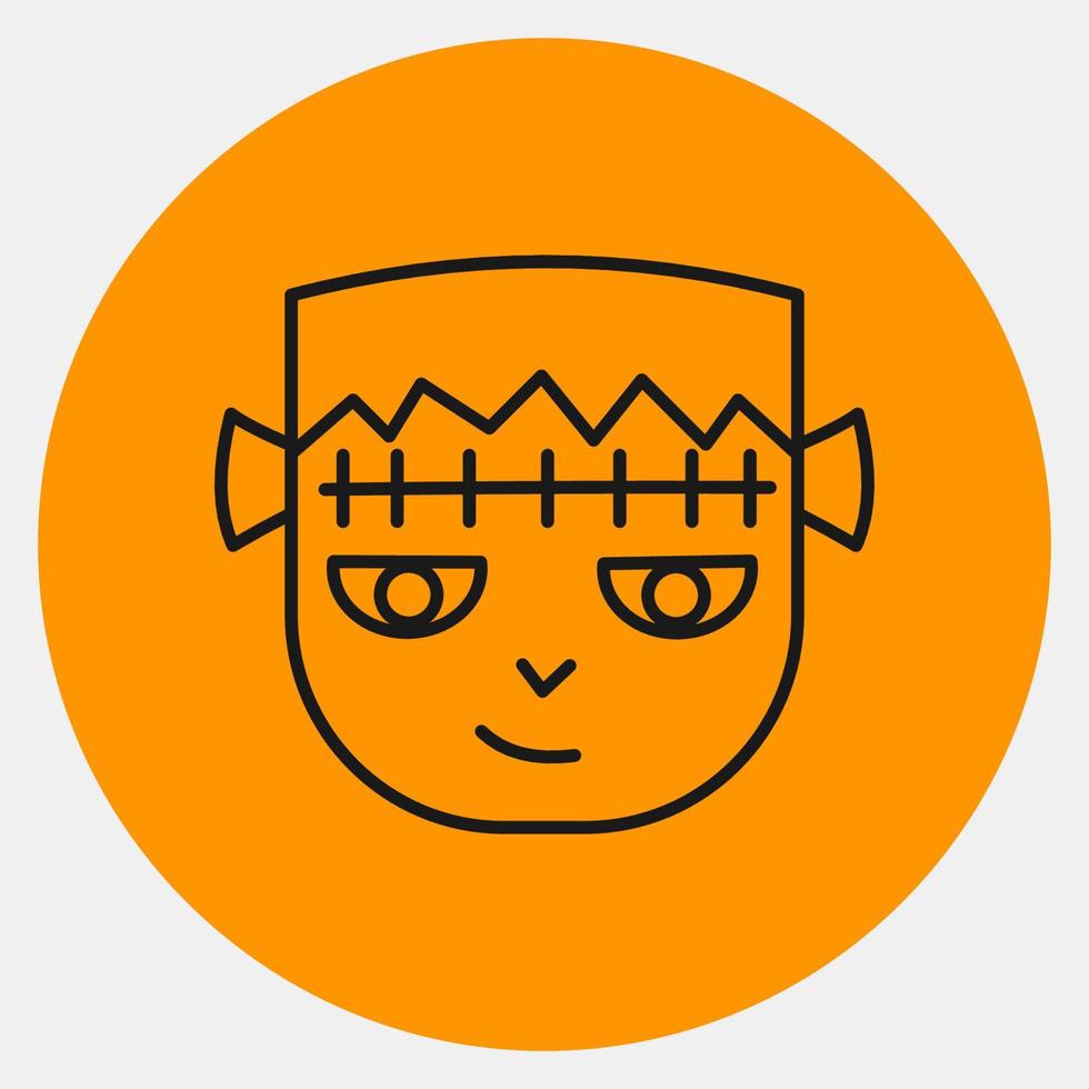 Icon frankenstein zombie.Icon in orange style. Suitable for prints, poster, flyers, party decoration, greeting card, etc. vector