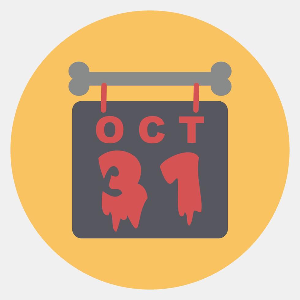 Icon halloween calendar.Icon in color mate style. Suitable for prints, poster, flyers, party decoration, greeting card, etc. vector