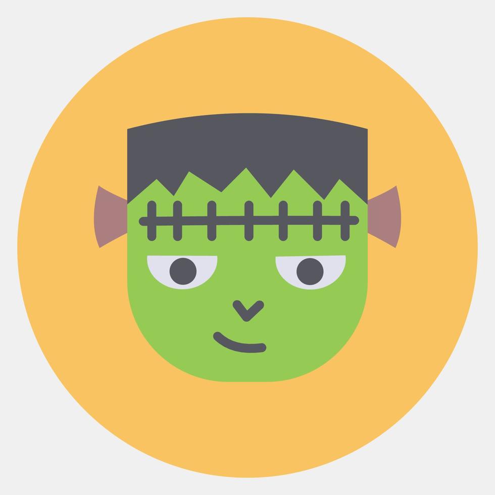 Icon frankenstein zombie.Icon in color mate style. Suitable for prints, poster, flyers, party decoration, greeting card, etc. vector