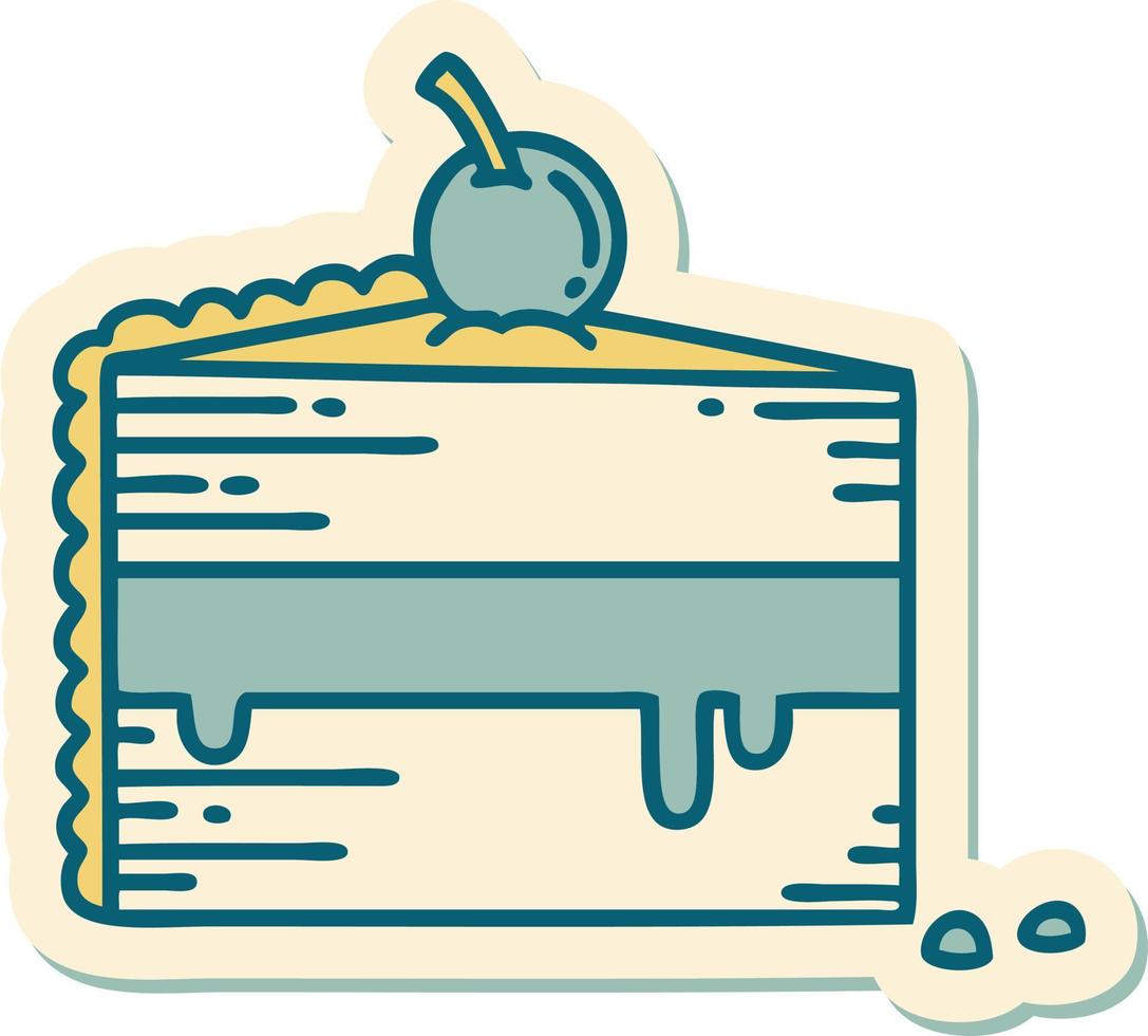 tattoo style sticker of a slice of cake vector