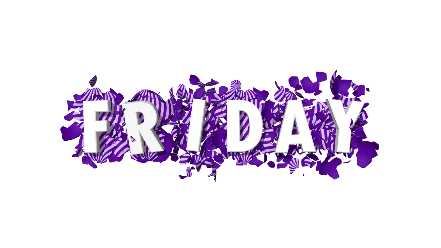 Friday Purple Color 3D Text Falling on Broken Easter Eggs, 3D Rendering png