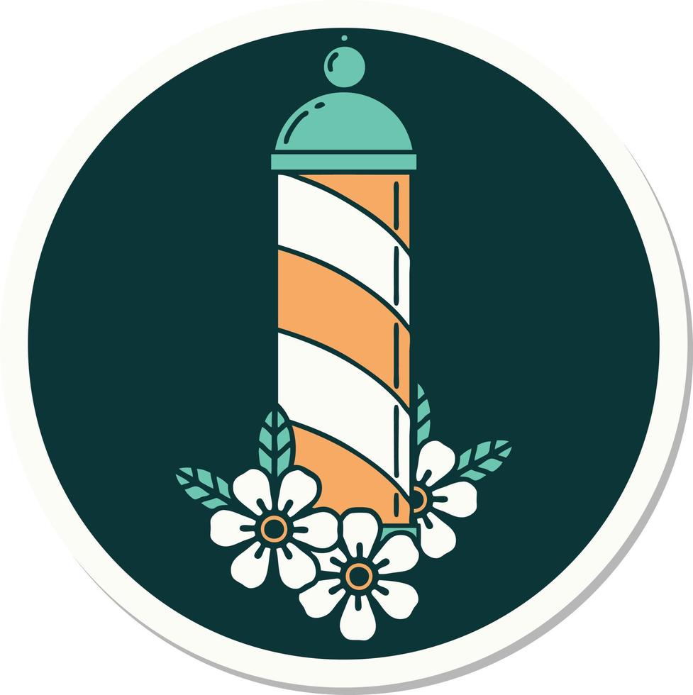 tattoo style sticker of a barbers pole vector