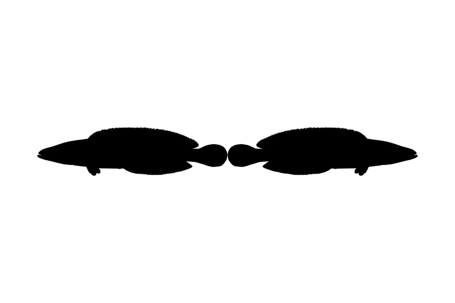 Snake Head Fish, freshwater perciform fish family Channidae, Silhouette for Logo, Pictogram or Graphic Design Element. Vector Illustration