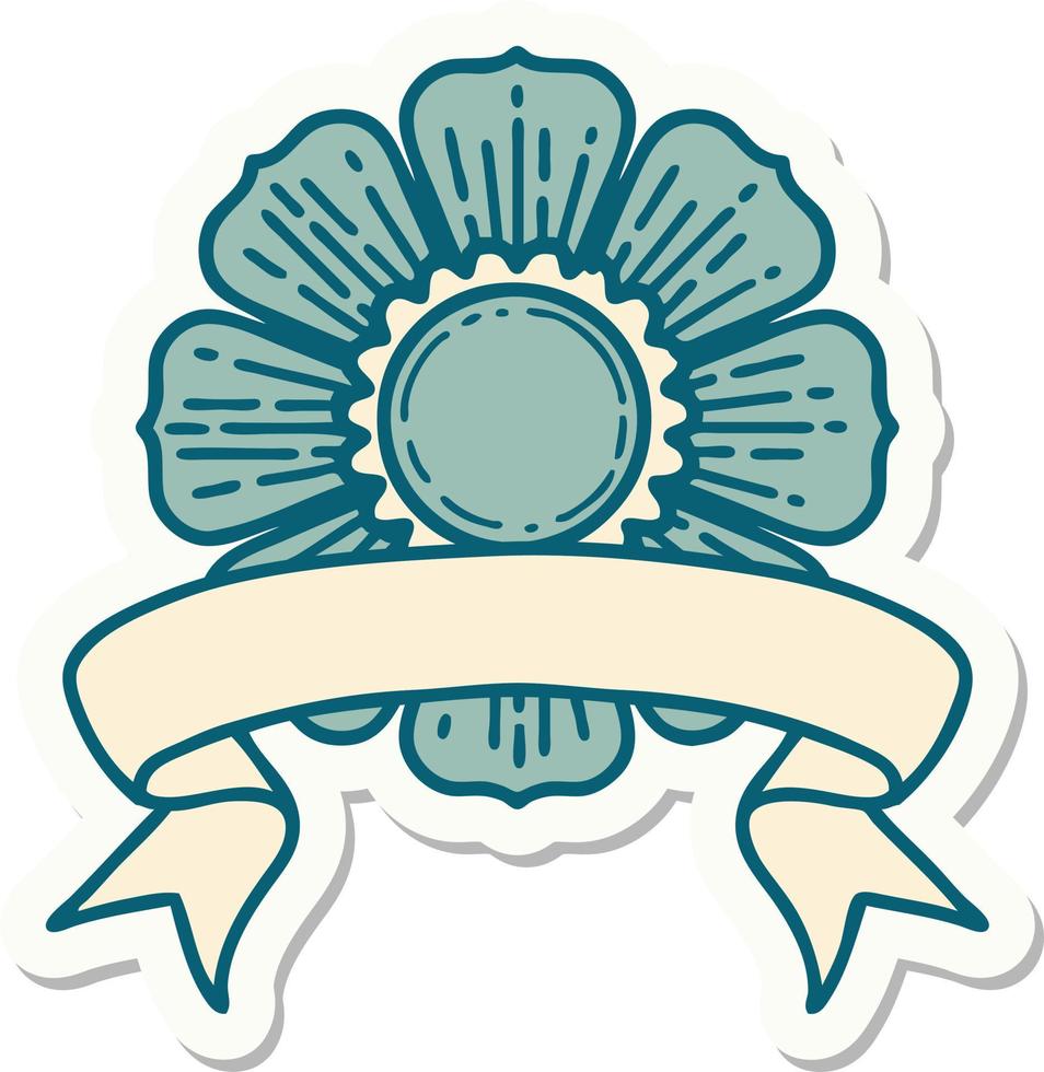 tattoo sticker with banner of a flower vector