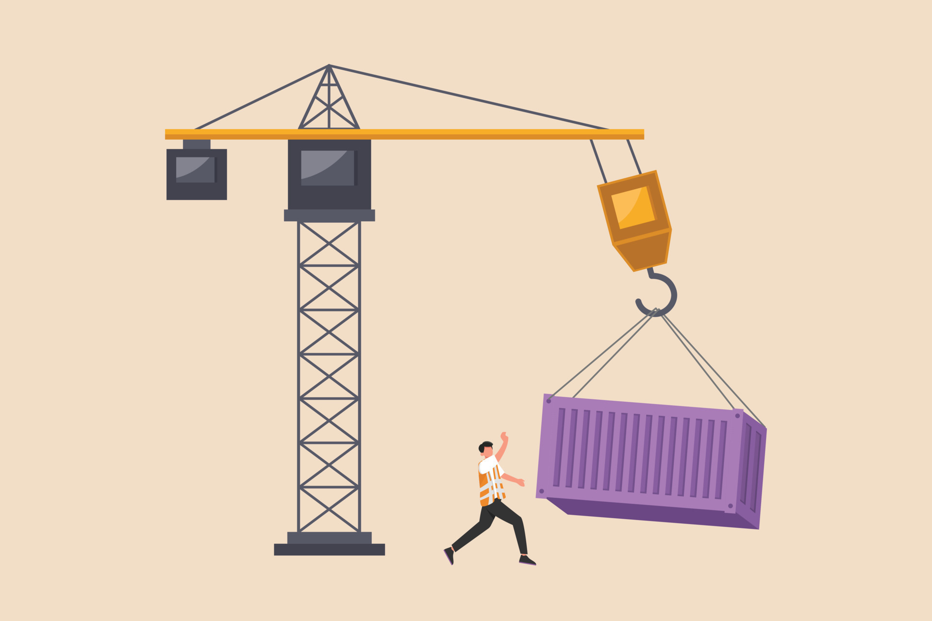 Crane is lifting with cargo container. Shipment and logistic concept