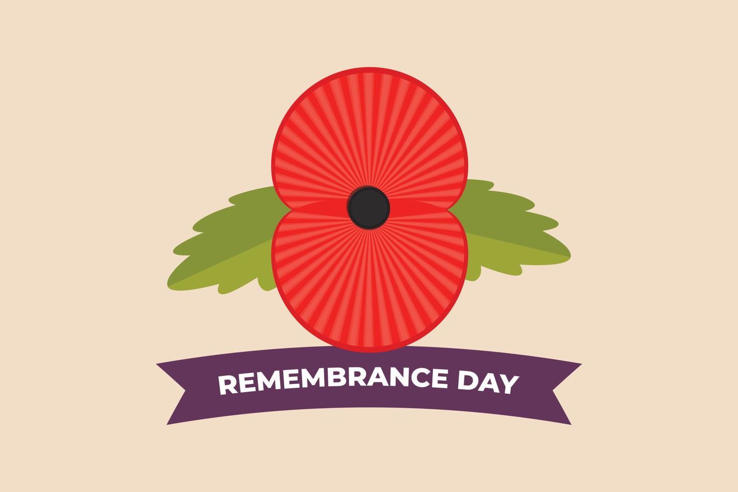 Remembrance day for the Victims of World War II. Poppy symbol of memory. Vector illustration.