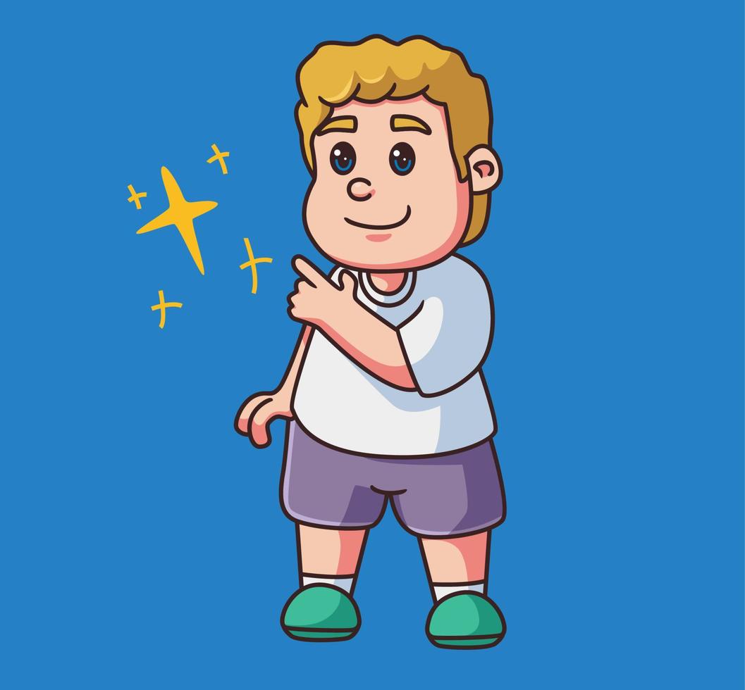 famous children get idea. Isolated cartoon person illustration. Flat Style Sticker element vector