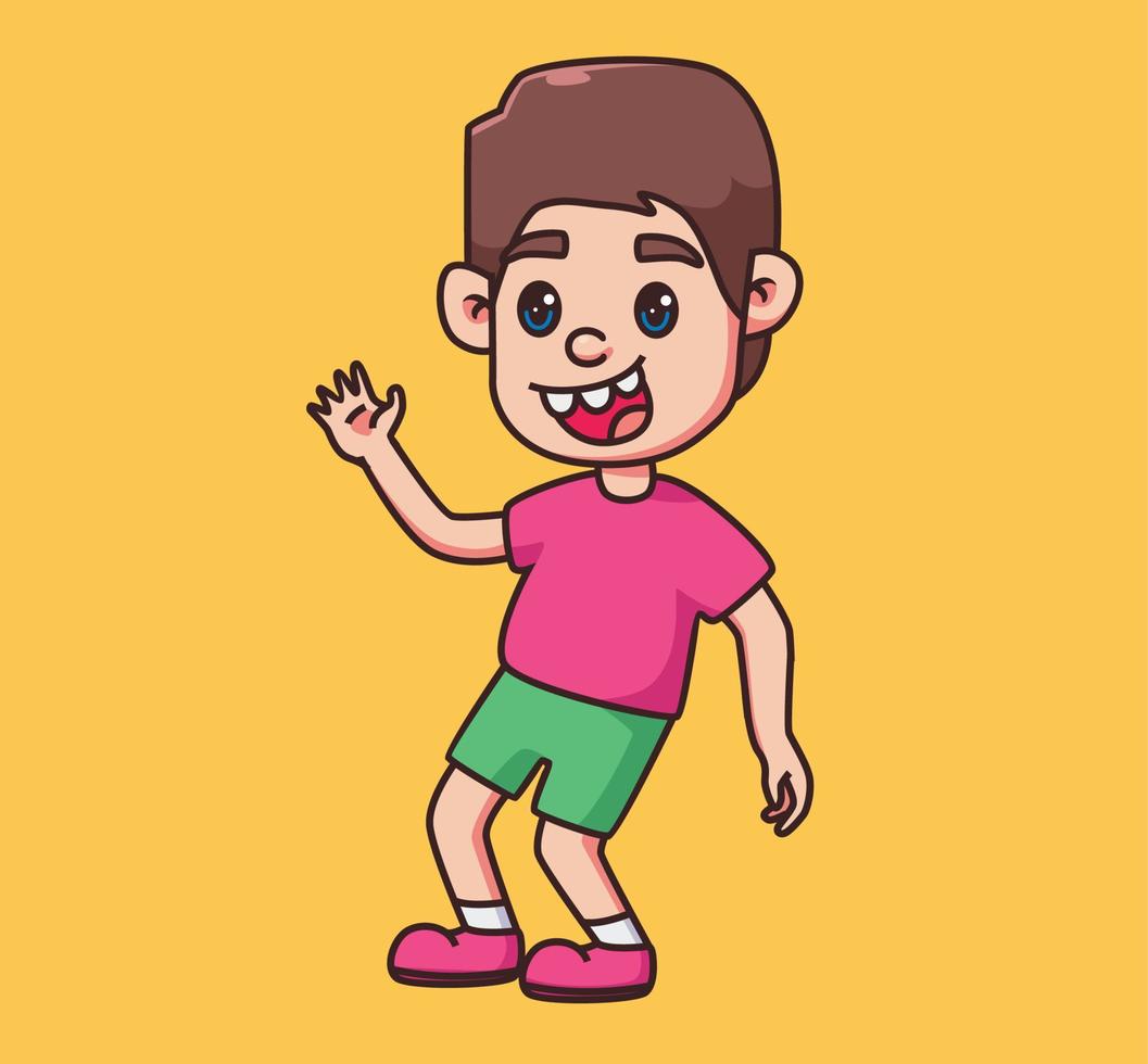 little children boy greeting cartoon vector