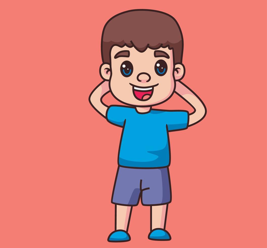 little boy relaxing cartoon illustration vector