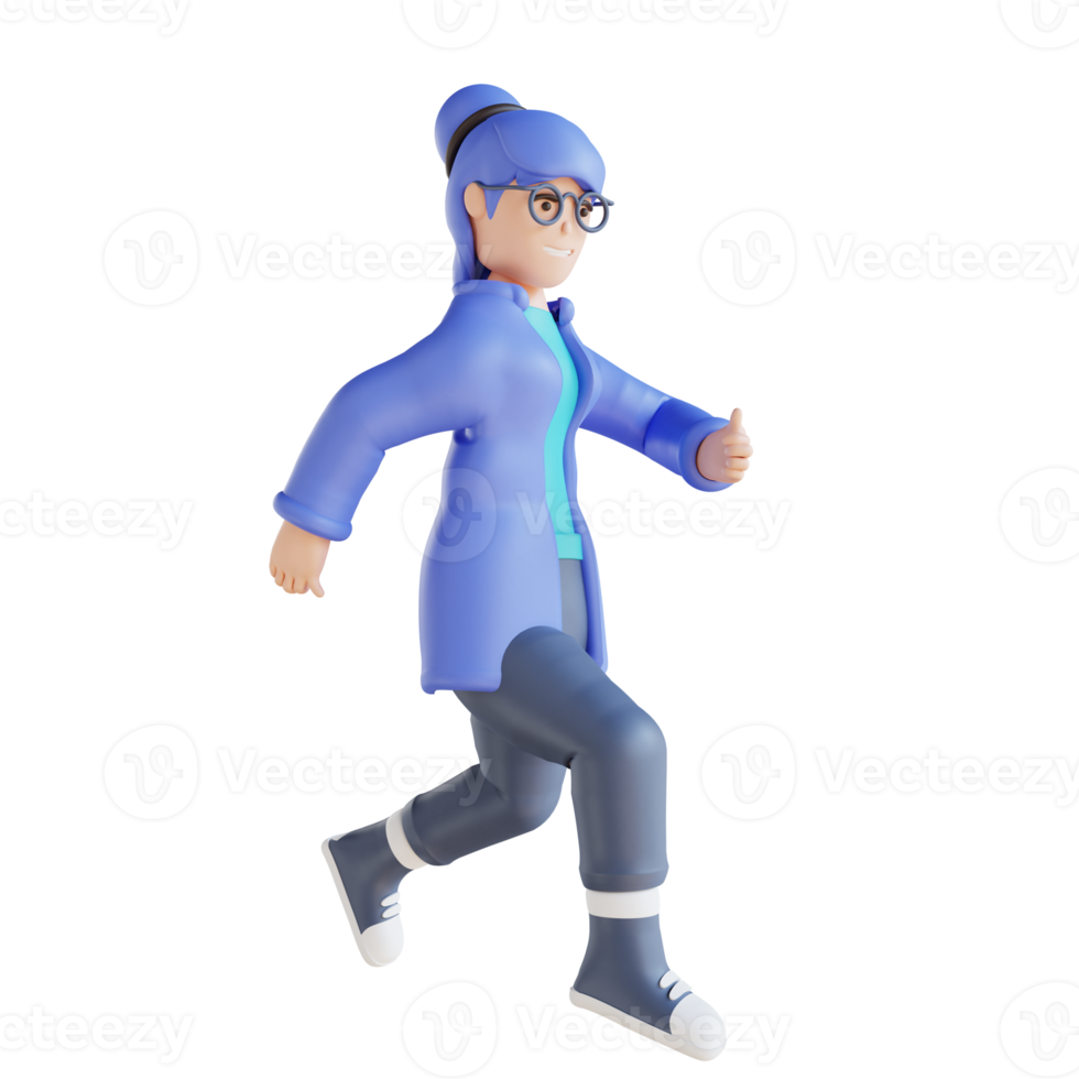 3D illustration of people running png