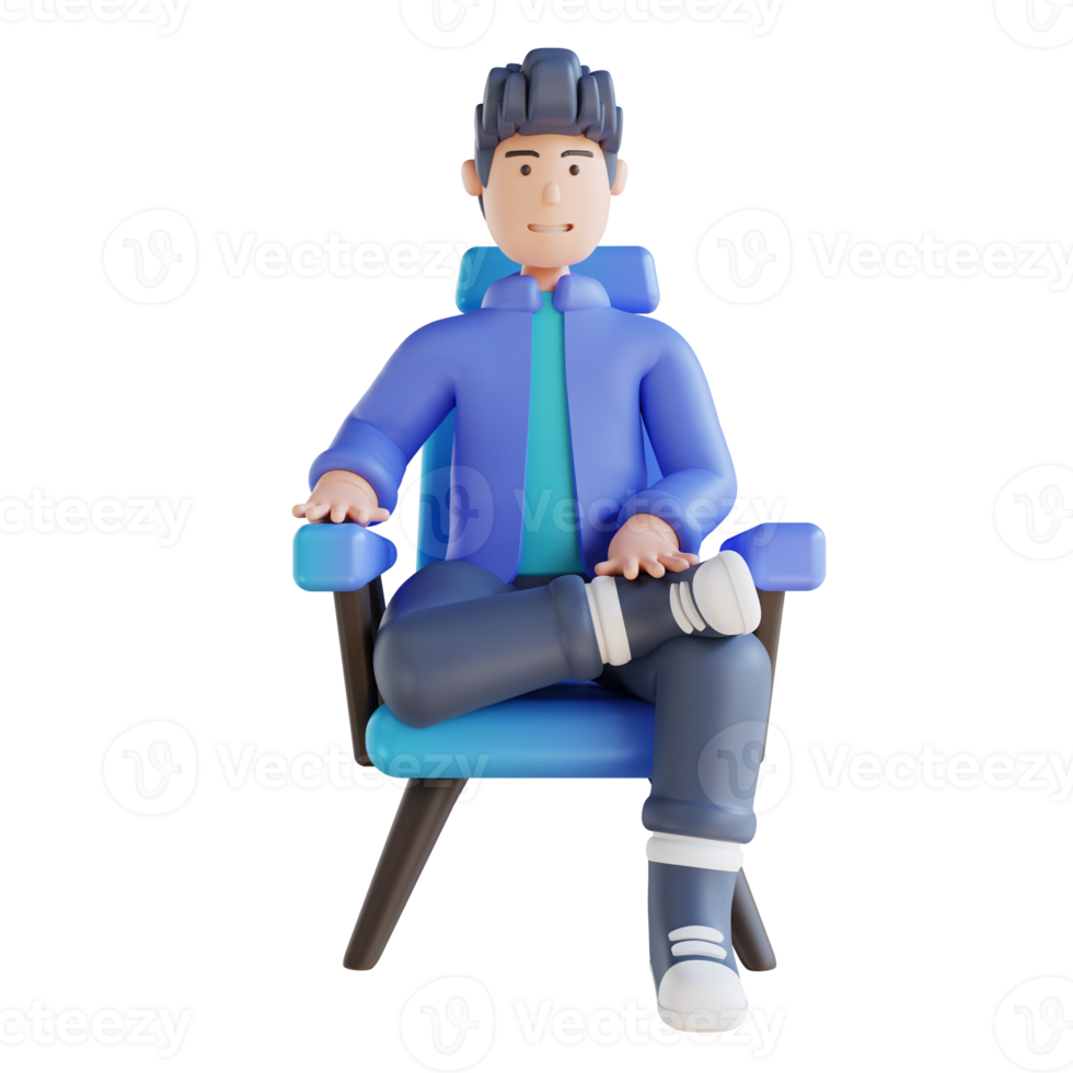 3D illustration man sitting relaxed png