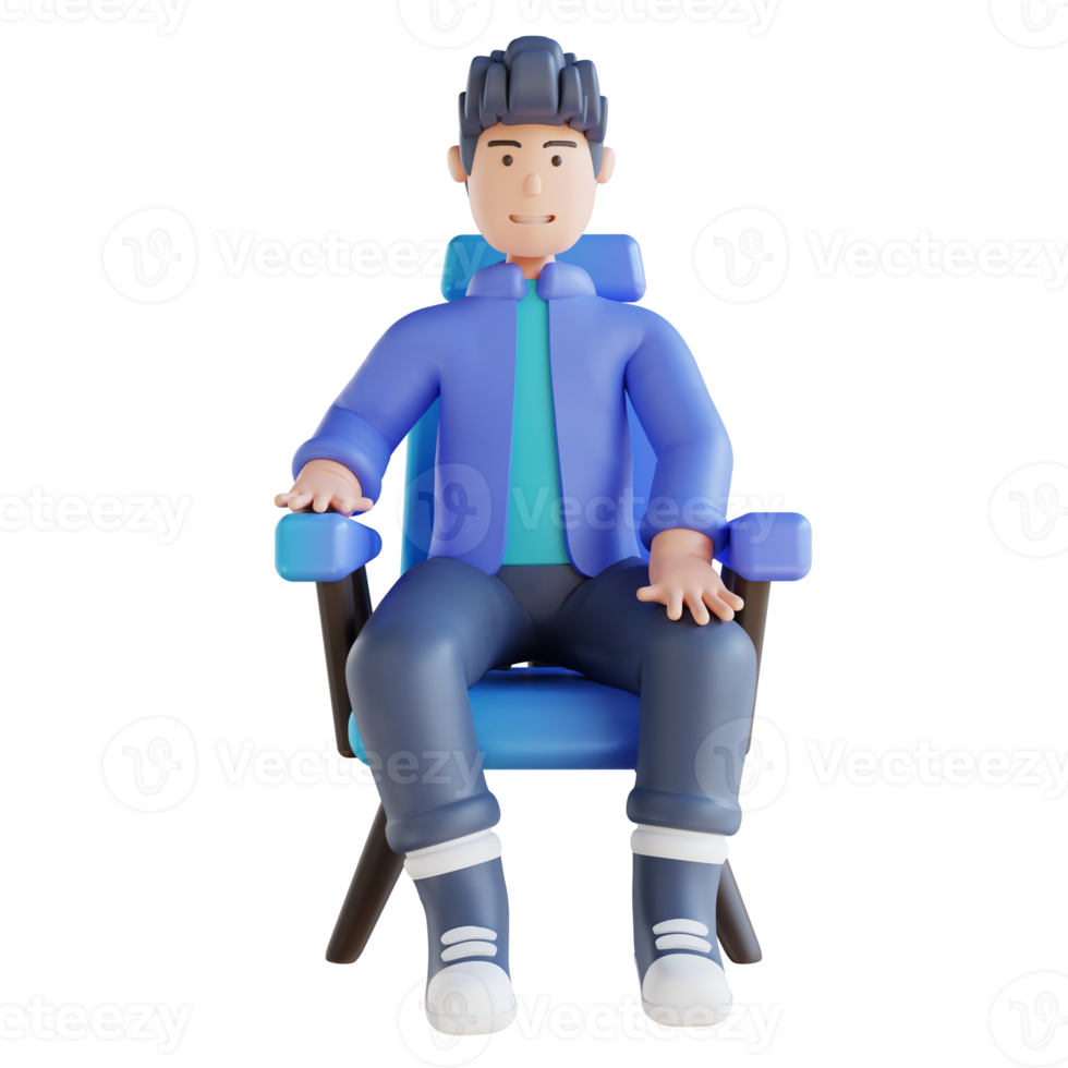 3D illustration man sitting relaxed png